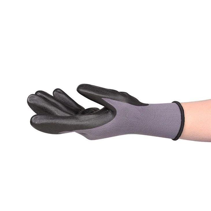 15 Gauge Nylon Spandex Nitrile Coated Work Gloves Gray Black best